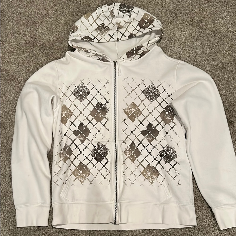 White Hoodie with Geometric Pattern